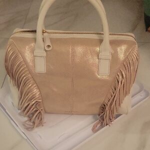 Vera Bradley Shimmering Gold and Cream Satchel